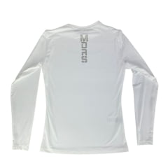 Camiseta Feminina Os Moiadeiros Manga Longa Com Proteção UV Off White Com Logo Longhorn Ref:UV/FEM009