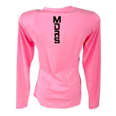 Camiseta Feminina Os Moiadeiros Rosa Manga Longa Com Proteção UV e Logo Preta Ref.UV87