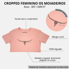 Camiseta Feminina Os Moiadeiros Rosa Seco Cropped Com Logo Em Marrom REF: CMRF37