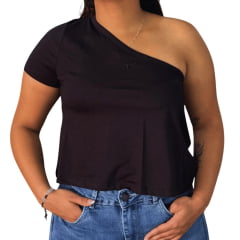 Camiseta Feminina Os Moiadeiros T-shirt Decatur Preto Básica 1 Ombro Só Logo Bordado Ref: CMF2462 Camiseta Feminina Os Moiadeiros T-shirt Decatur Preto Básica 1 Ombro Só Logo Bordado Ref: CMF2462