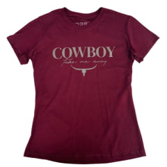 Camiseta Feminina Os Moiadeiros Tshirt Manga Curta Vinho Estampada Cowboy Ref:CMF2442