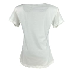 Camiseta Feminina Os Moiadeiros TShirt Off White Manga Curta Com Logo Estampado Marrom Ref:CMF2404