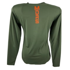 Camiseta Feminina Os Moiadeiros Verde Militar Manga Longa Com Proteção UV e Logo Ref.UV89