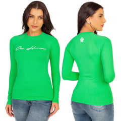 Camiseta Feminina Ox Horns Manga Longa UV50+ Verde Limão Ref: 7518