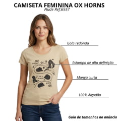 Camiseta Feminina Ox Horns Nude Estampada Ref:6557