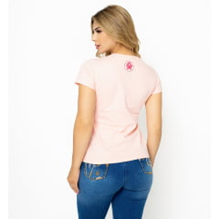 Camiseta Feminina Ox Horns Rosa Com Brilho Ranch Ref: 6405