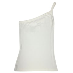 Camiseta Feminina Regata Os Moiadeiros Branca 1 Ombro só (Nula Manga) Logo Bordada - REF: CMRF33