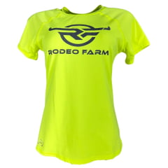 Camiseta Feminina Rodeo Farm UV50+ Haglan Manga Curta Fitness Amarelo Neon Ref 228500088