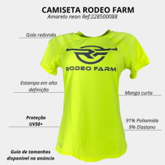 Camiseta Feminina Rodeo Farm UV50+ Haglan Manga Curta Fitness Amarelo Neon Ref 228500088