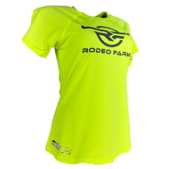 Camiseta Feminina Rodeo Farm UV50+ Haglan Manga Curta Fitness Amarelo Neon Ref 228500088