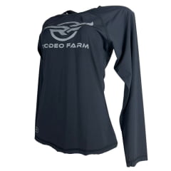 Camiseta Feminina Rodeo Farm UV50+ Haglan Manga Curta Fitness Preto Ref 228500085