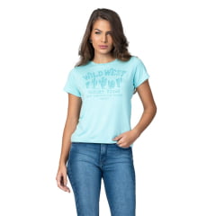 Camiseta Feminina Stabulos TShirt Manga Curta Azul Piscina Estampada Wils West Ref:STB583A