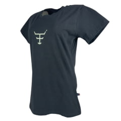 Camiseta Feminina Texas Farm Baby Look Hidden Glow Manga Curta Preto Com Logo Verde Neon Ref:CF322
