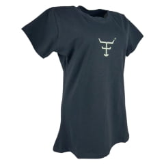 Camiseta Feminina Texas Farm Baby Look Hidden Glow Manga Curta Preto Com Logo Verde Neon Ref:CF322