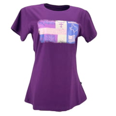 Camiseta Feminina Texas Farm Baby Look Manga Curta C/ Estampa Emborrachada Ref:CF270 - Escolha a cor