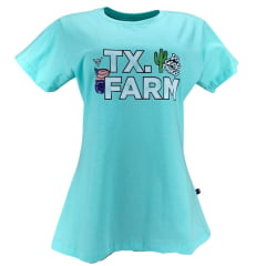 Camiseta Feminina Texas Farm Baby Look Manga Curta C/ Estampa Ref:CF269