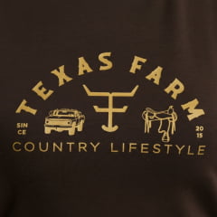 Camiseta Feminina Texas Farm Baby Look Manga Curta Marrom Café Estampado Ref:CF367