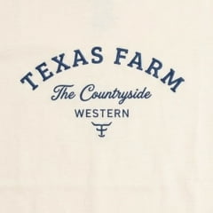 Camiseta Feminina Texas Farm Baby Look Off White Logo Azul - Ref:CF365