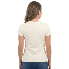 Camiseta Feminina Texas Farm Baby Look Off White Logo Azul - Ref:CF365
