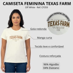 Camiseta Feminina Texas Farm Baby Look Off White Logo Marrom Claro - Ref:CF359