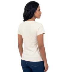 Camiseta Feminina Texas Farm Baby Look Off White Logo Marrom Claro - Ref:CF359