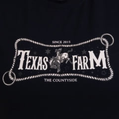 Camiseta Feminina Texas Farm Baby Look Manga Curta Preto Estampa De Laço E Cavalo Ref:CF327