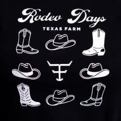 Camiseta Feminina Texas Farm Baby Look Manga Curta Preto Estampada Ref:CF364