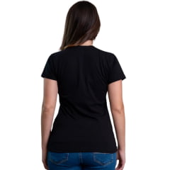 Camiseta Feminina Texas Farm Baby Look Manga Curta Preto Estampa Creme REF:CF367
