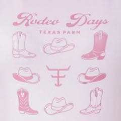 Camiseta Feminina Texas Farm Baby Look Manga Curta Rosa Bebe REF:CF364