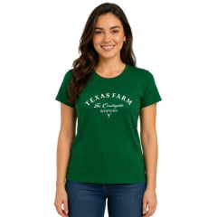 Camiseta Feminina Texas Farm Baby Look Verde Bandeira Logo Off White - Ref:CF365