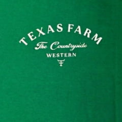 Camiseta Feminina Texas Farm Baby Look Verde Bandeira Logo Off White - Ref:CF365
