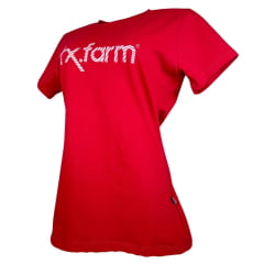 Camiseta Feminina Texas Farm Baby Look Manga Curta Vermelho Cereja Estampado Logo Ref: CF290