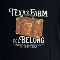 Camiseta Feminina Texas Farm Baby Look Travel Preto Off White Branco - Ref:CF370