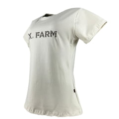 Camiseta Feminina Texas Farm Babylook Bege Manga Curta Com Logo De Florzinha Ref:CF309