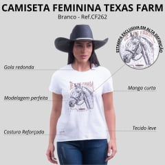 Camiseta Feminina Texas Farm Branca Soft High Way - Ref: CF262