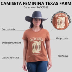 Camiseta Feminina Texas Farm Caramelo Soft High Way - Ref: CF263