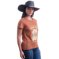 Camiseta Feminina Texas Farm Caramelo Soft High Way - Ref: CF263