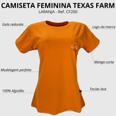Camiseta Feminina Texas Farm Manga Curta Laranja Queimado CF200
