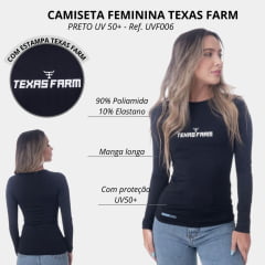 Camiseta Feminina Texas Farm Manga Longa UV50+ Ref:UVF006 - Escolha a cor