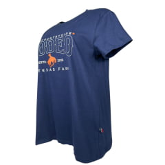 Camiseta Feminina Texas Farm Manga Curta Azul Marinho Estampada The Countryside Rodeo Em Branco/Laranja Ref:CF286