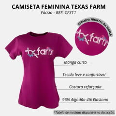 Camiseta Feminina Texas Farm Manga Curta Babylook Roxo Amora Com Logo Estampada De Flores E Borboletas REF: CF311