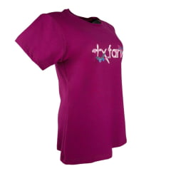 Camiseta Feminina Texas Farm Manga Curta Babylook Roxo Amora Com Logo Estampada De Flores E Borboletas REF: CF311