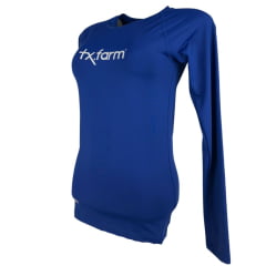 Camiseta Feminina Texas Farm Manga Longa Térmica UV50+ Azul Com Logo Branco Ref:UVF0001