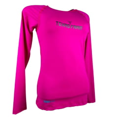 Camiseta Feminina Texas Farm Manga Longa Térmica UV50+ Rosa Pink Com Logo Preto REF UFV006