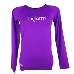 Camiseta Feminina Texas Farm Manga Longa Térmica UV50+ Roxo Profundo Com Logo Branco Ref:UVF0001