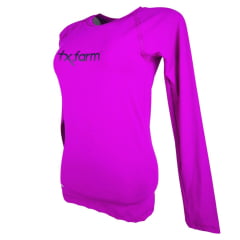 Camiseta Feminina Texas Farm Manga Longa Térmica UV50+ Roxo Púrpura Com Logo Preto Ref:UVF0001