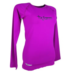 Camiseta Feminina Texas Farm Manga Longa Térmica UV50+ Roxo Púrpura Com Logo Preto Ref:UVF0001