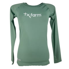 Camiseta Feminina Texas Farm Manga Longa Térmica UV50+ Verde Pistache Com Logo Branco Ref:UVF0001