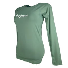 Camiseta Feminina Texas Farm Manga Longa Térmica UV50+ Verde Pistache Com Logo Branco Ref:UVF0001