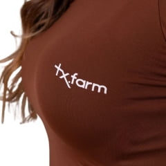 Camiseta Feminina Texas Farm Manga Longa UV50+ Marrom Chocolate Com Logo Branco Ref:UVF010
